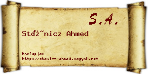 Stánicz Ahmed névjegykártya